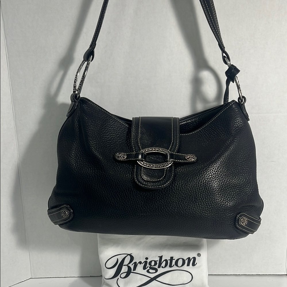 Brighton Black Shoulder Bag with Silver Hardware